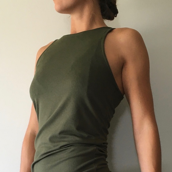 Olive Skinny Fit Stretch Dress - Picture 1 of 2